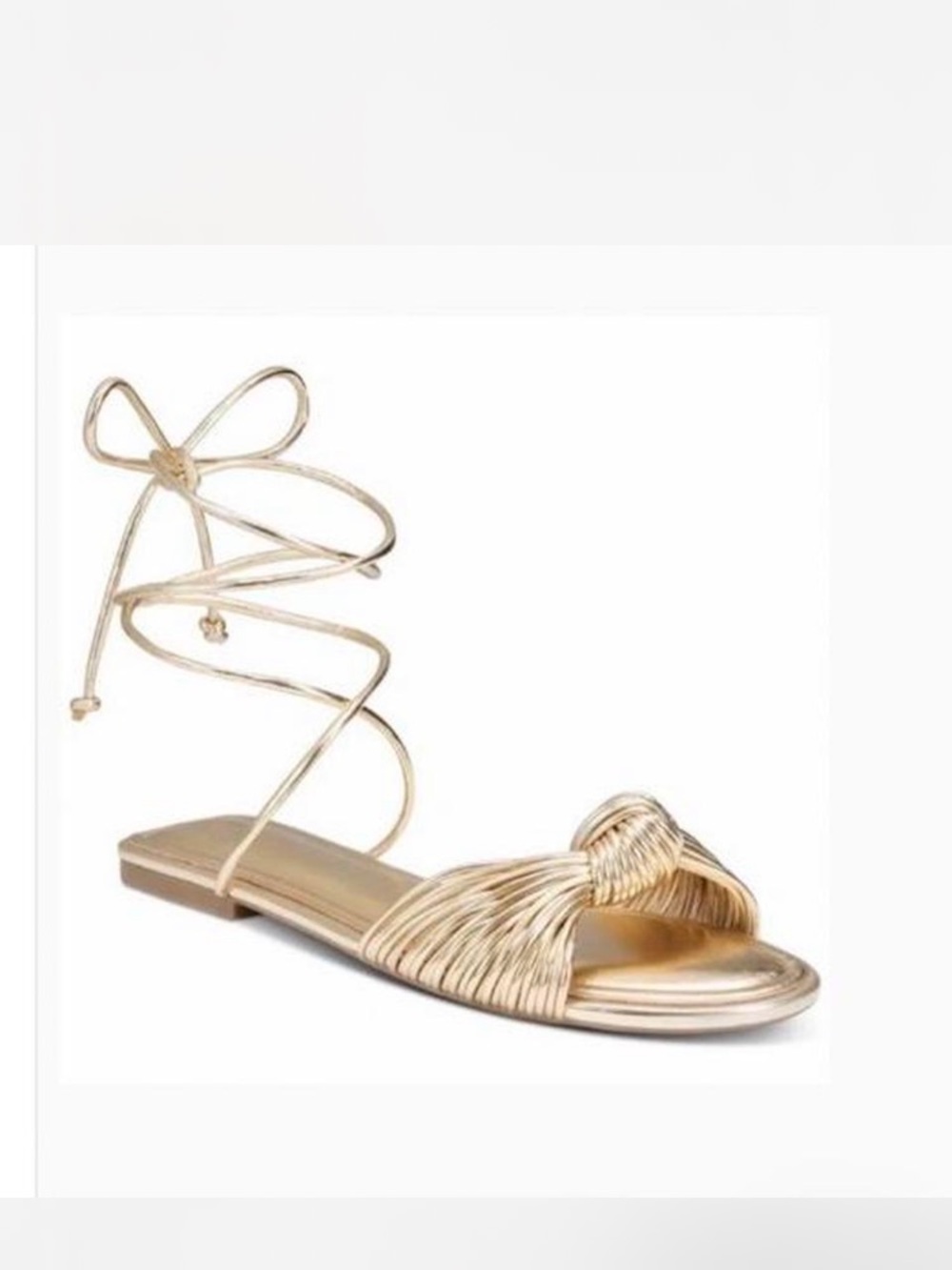 Metallic Gold Lace-Up Knotted Flat Sandal